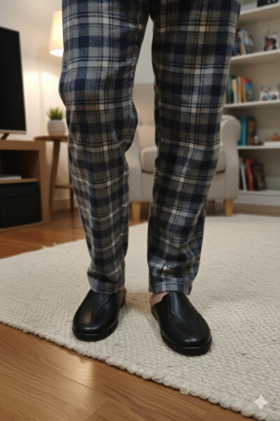 Deniz Terlik Men's Genuine Leather Groom's Daily Anatomical Sole House Slippe...