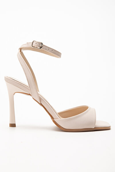 Entella Store Lesley Cross Strap Beige Satin Single Strap Women's Shoes