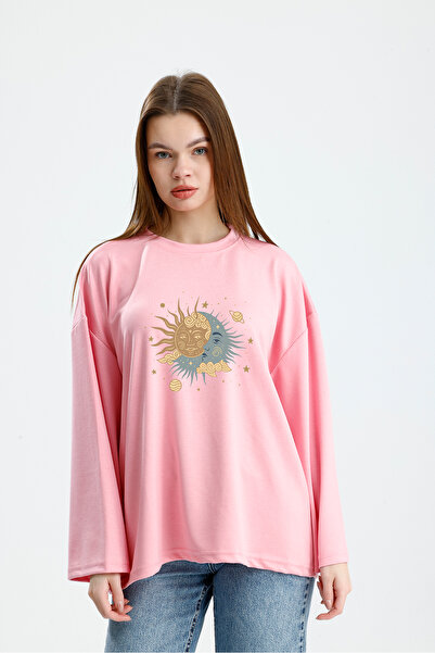 VOICTEC Oversized Modal Fabric Printed Sweatshirt