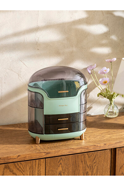 WOODCAP Multibox Multi-Compartment Unbreakable Transparent Lid Makeup Organiz...