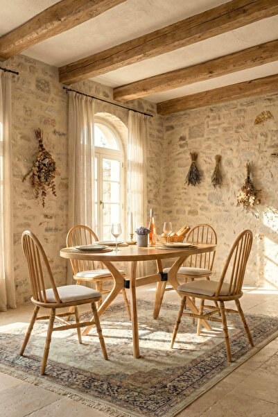 Woodenbend Vista Oval Natural Ahşap Masa Takımı 80x130 cm – Bohem İskandinav ...