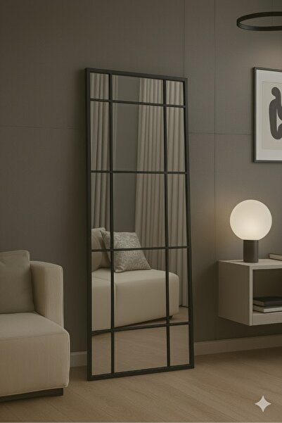 terndat Large decorative divided mirror with a black frame, measuring 170*70 cm