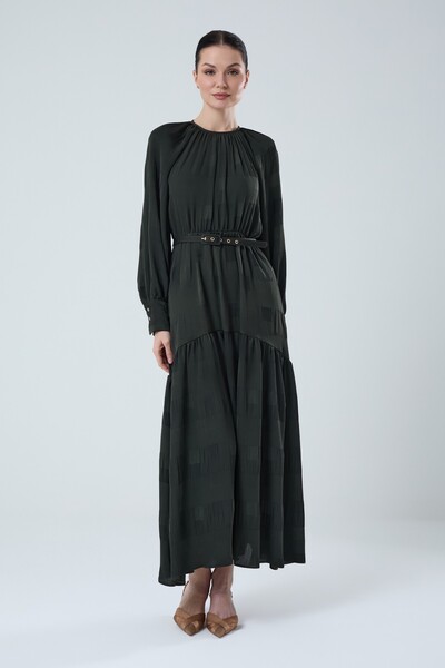 Jupe Kadın Piliseli Kemerli Elbise 7263