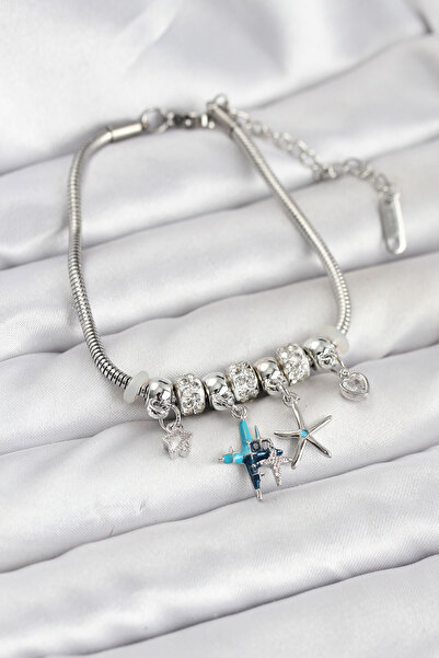 blackpure Brass Silver Color Star Model Charm Women's Bracelet