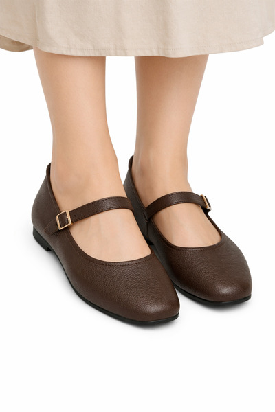 modastilin Γυναικείες μπαλαρίνες Mary Jane / Δερμάτινες μπαλαρίνες με τετράγω...