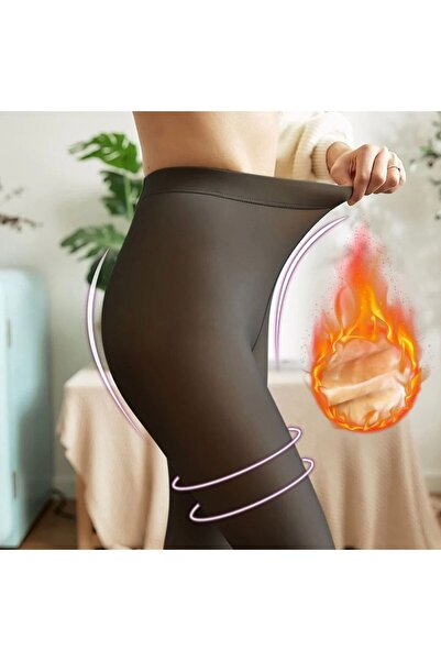 Tusebu Women's winter thermal tights, padded with plush, shaping effect, regu...