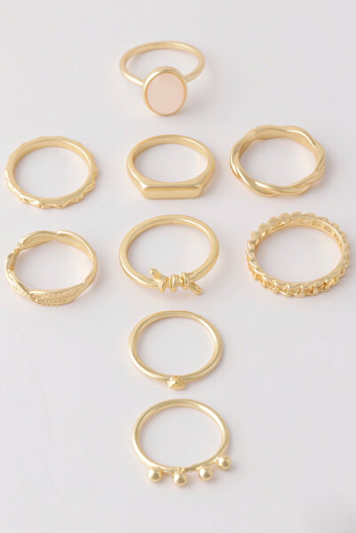 Ervalina 9'LU Mineli Yüzük ve Eklem Yüzük Seti