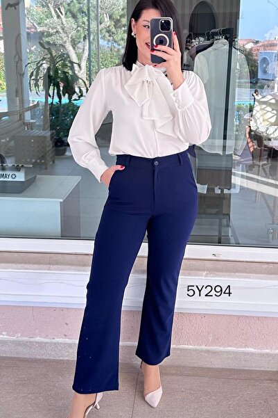 İnce Topuk Ultra Lycra Pipe Leg Trousers 5Y294