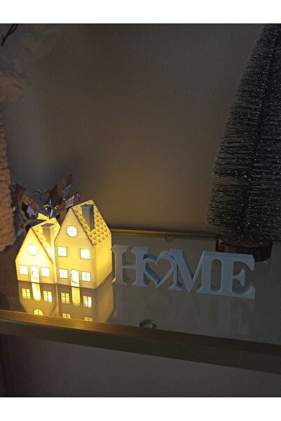 smilechild New Year's Houses and Home Set of 3 Includes 2 Led Candles