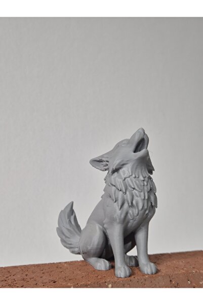 BOZ GRİ KURT 9 CM BİBLO DEKORATİF