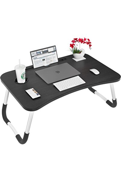 Generic Portable foldable laptop bed table with cup holder, bedside laptop ta...