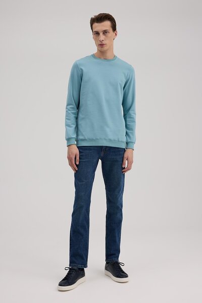 Jakamen Зелена блуза с облегаща кройка и обло деколте