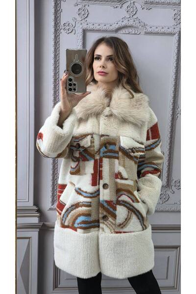 GLAMSI Wool jacket with premium organic fur collar