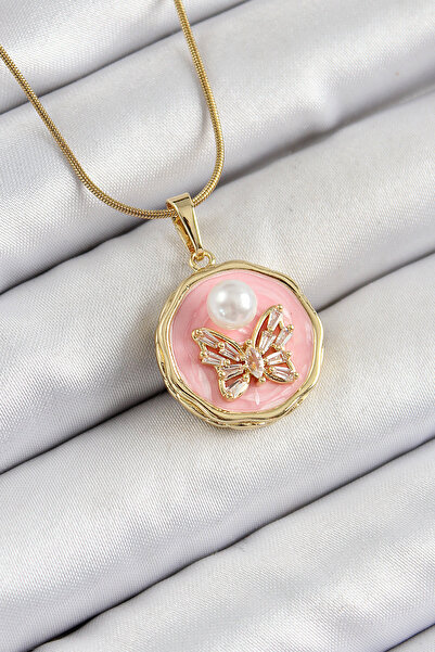 blackpure 316L Steel Chain Zircon Stone Pink Artistic Portrait Pearl Detailed...