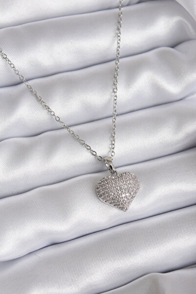 blackpure 316L Steel Chain Silver Color Zircon Stone Detail Heart Model Women...