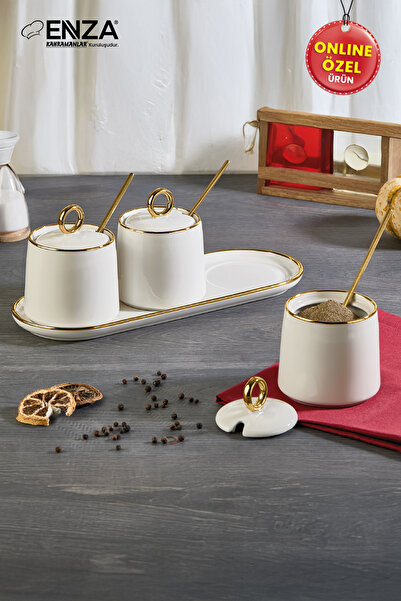 Enza Sapphire stand porcelain gold spice set 10 pieces