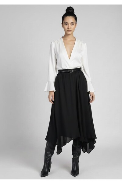 salome butik Women's Lined Chiffon Skirt with Elastic Waist