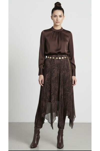 salome butik Women's Lined Chiffon Skirt with Elastic Waist