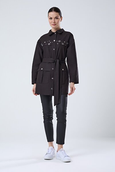 Jupe Kadın Metal Kuşgözü Detaylı Trençkot 9294
