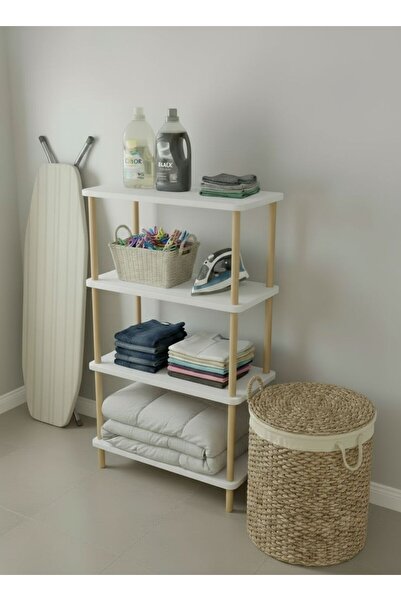 Macco Mobilya 4 Katlı Banyo Rafı - Çok Amaçlı Havlu ve Deterjan Düzenleyici O...