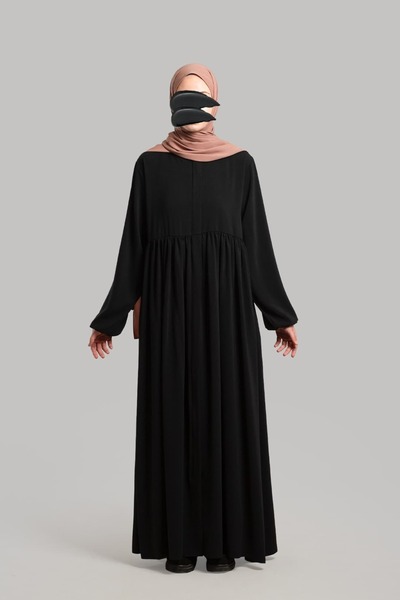 Lemaye Ahsen Fermuarlı Robalı Ferace - Siyah