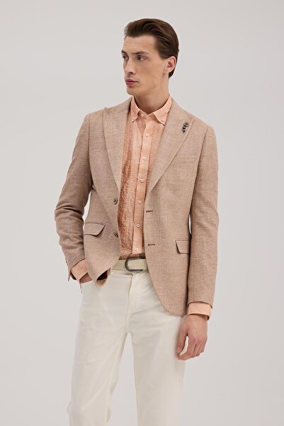 Jakamen Πορτοκαλί σακάκι με μονόχρωμο γιακά και σχέδιο, σε στενή γραμμή