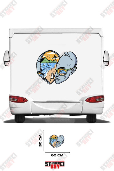 STİCKERCI BEY ملصق كافانين بنمط الساحل للسيارات الترفيهية