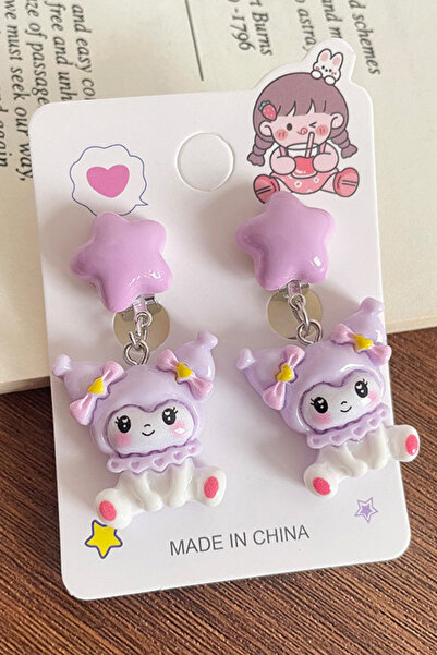 Parantez Aksesuar Çocuk Küpesi Delim Gerektirmeyen Klipsli Kuromi Hello Kitty...