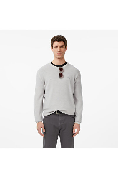 Lacoste Erkek Classic Fit Bisiklet Yaka Yün Gri Kazak