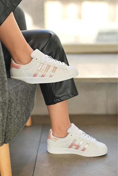 SOLAZER Women's White Powder Line Detailed Orthopedic Sneaker 059-K