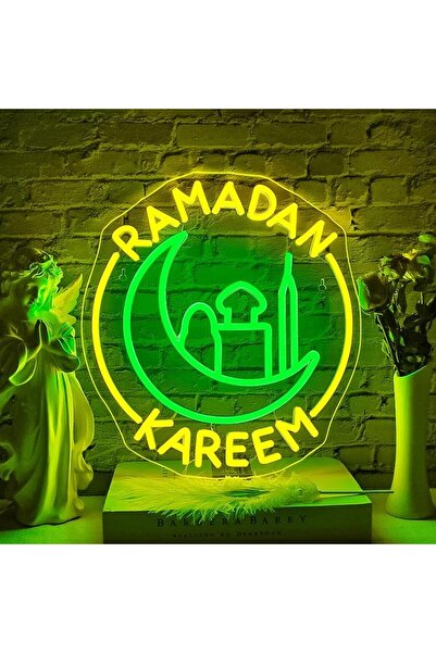 Slasa لافتة نيون "رمضان كريم" قابلة للتعتيم، ديكور حائط LED، 35 × 22.5 سم