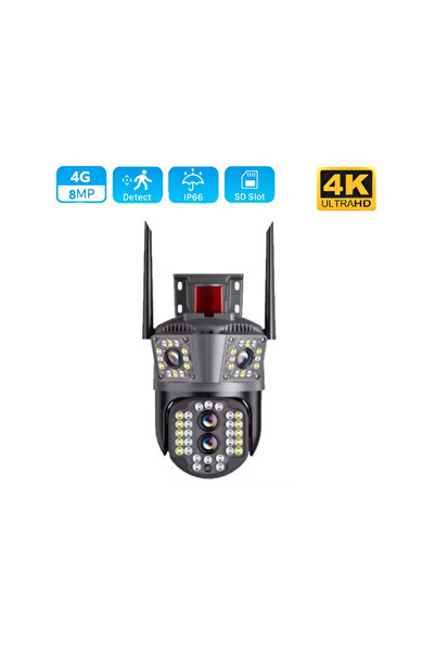 UNİBOX 4K Wi-Fi Surveillance Camera, 3 Screens, 10x Zoom, PTZ, Human Detectio...