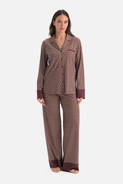 Dagi Geometric Patterned Cotton Modal Shirt Pants Set