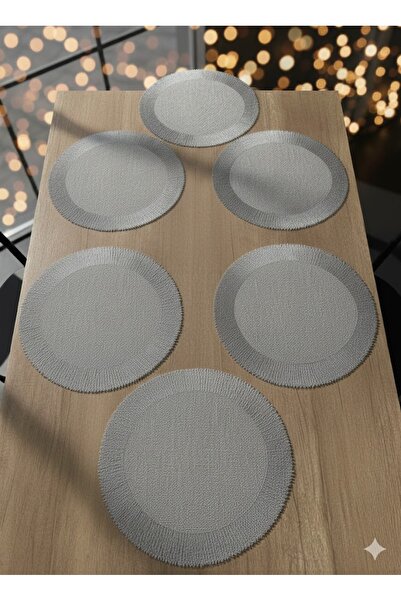 Mutfika 6’lı Lüks Supla Seti 36 cm - Antrasit Gri Dekoratif Amerikan Servis -...