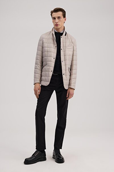 Jakamen Beige Comfort Fit Mock Neck Zippered Sports Coat