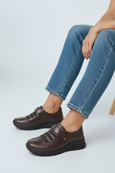 Cozi company Genuine Leather Brown Shoes Suitable for Full Orthopedic Scallop...