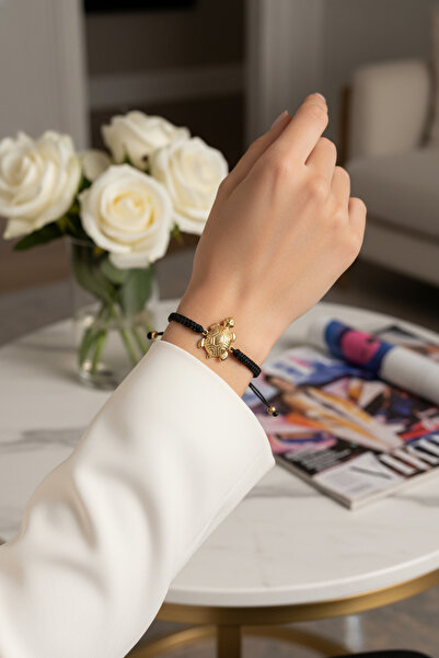 Utku Kuyumculuk 14 AYAR BOMBELİ KAPLUMBAĞA İP BİLEKLİK