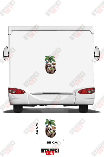 STİCKERCI BEY Lazy Animal Sleeping on Palm Tree Visual Caravan Sticker Decora...