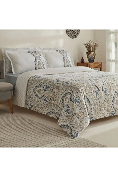 Karaca Lemy Bettwäsche-Set aus 100 % Baumwoll-Satin, Einzelbett, Blau