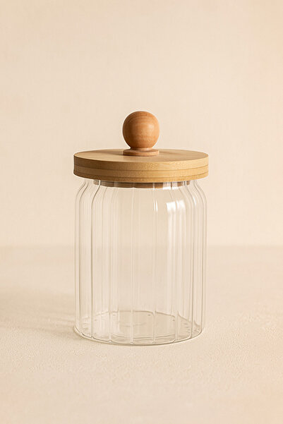 Kitchen Way Borosilicate 650ml Jar with Bamboo Gasket Lid Kw-766
