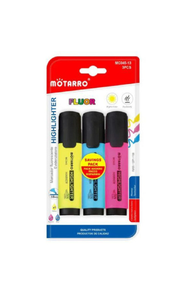 MOTARRO قلم تظليل MC045-13، 3 ألوان فلورية متنوعة - سريع الجفاف، حبر ناعم