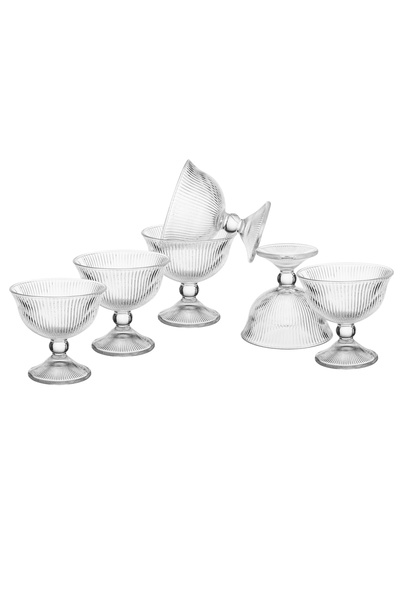 Elegant 🍨 Striped Glass Cup Set for Yogurt, Ice Cream, and Fruit Salads – 6 ...
