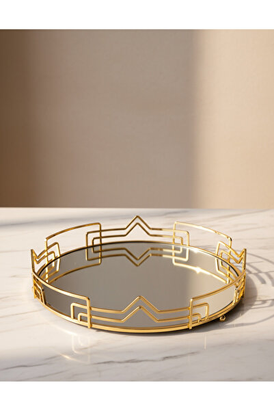REDTAG Gold Round Glass Serving Tray (Small)