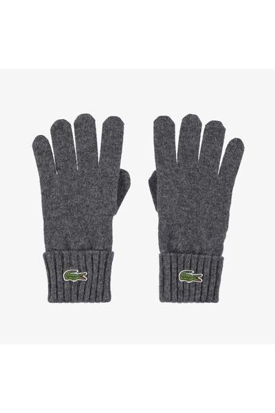Lacoste Unisex Renk Bloklu Koyu Gri Eldiven