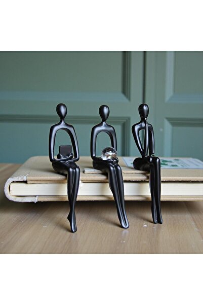 ELSELİFE İskandinav Tarz Soyut 3’lü Düşünen İnsan Heykel Biblo Seti Modern Ev...