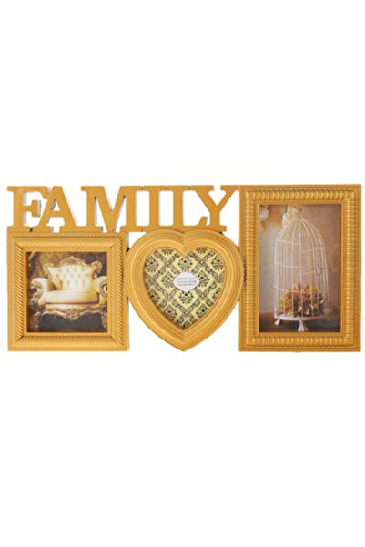 Rhainer Family Golden Photo Frame for 3 Pictures