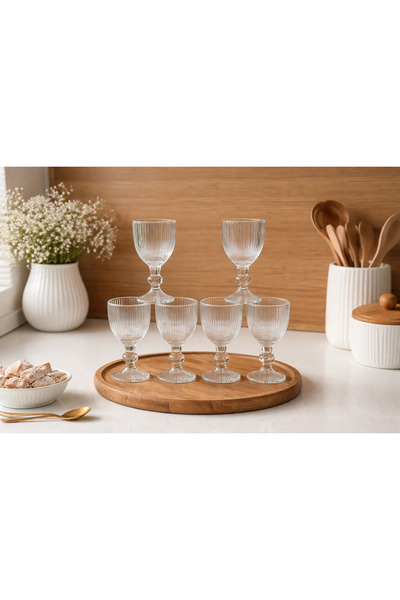 ALLEGRI 6-Piece Striped Coffee Side Glass Water Glass Set 65 ml