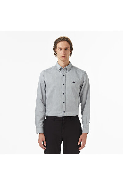 Lacoste Erkek Regular Fit Düğmeli Yaka Gri Gömlek