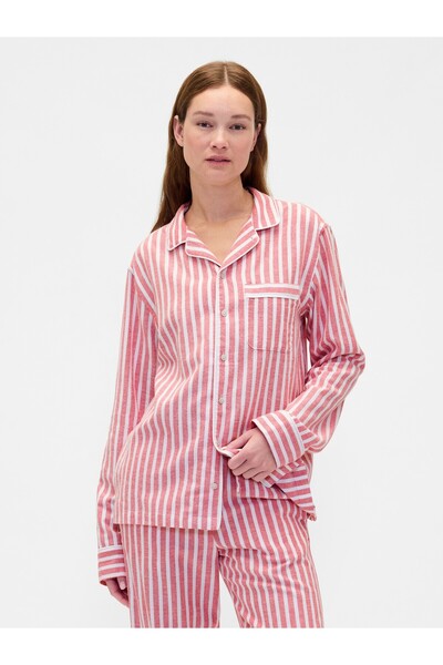GAP Kadın Kırmızı Yetişkin En Yumuşak Flannel Pijama Üstü