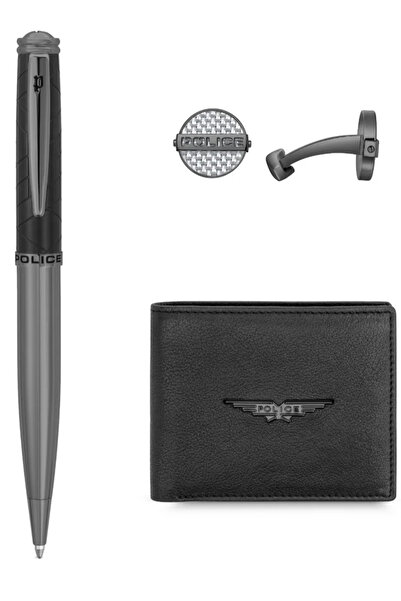 Police طقم كولونا للرجال: قلم، أزرار أكمام، ومحفظة